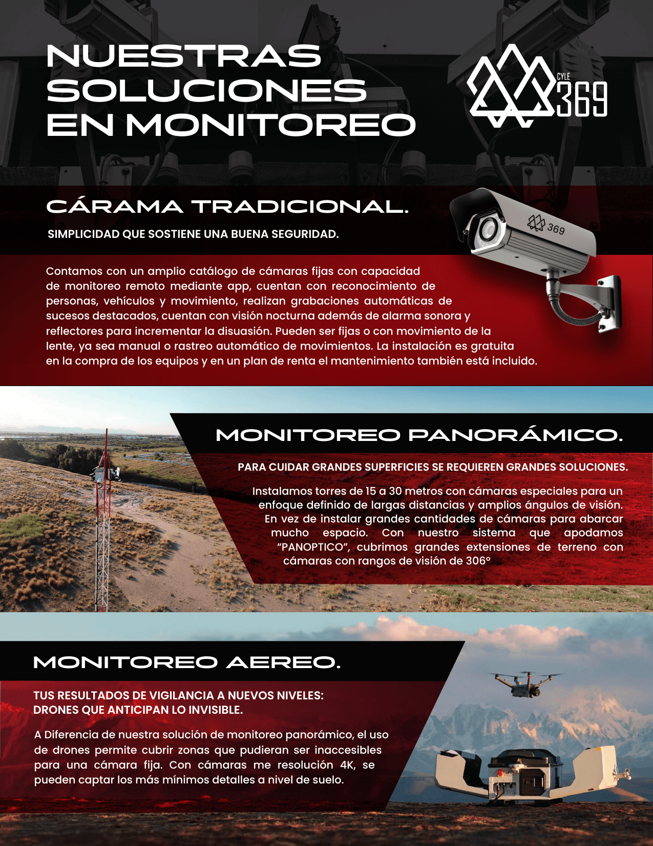Primera página del brochure de soluciones de monitoreo 369