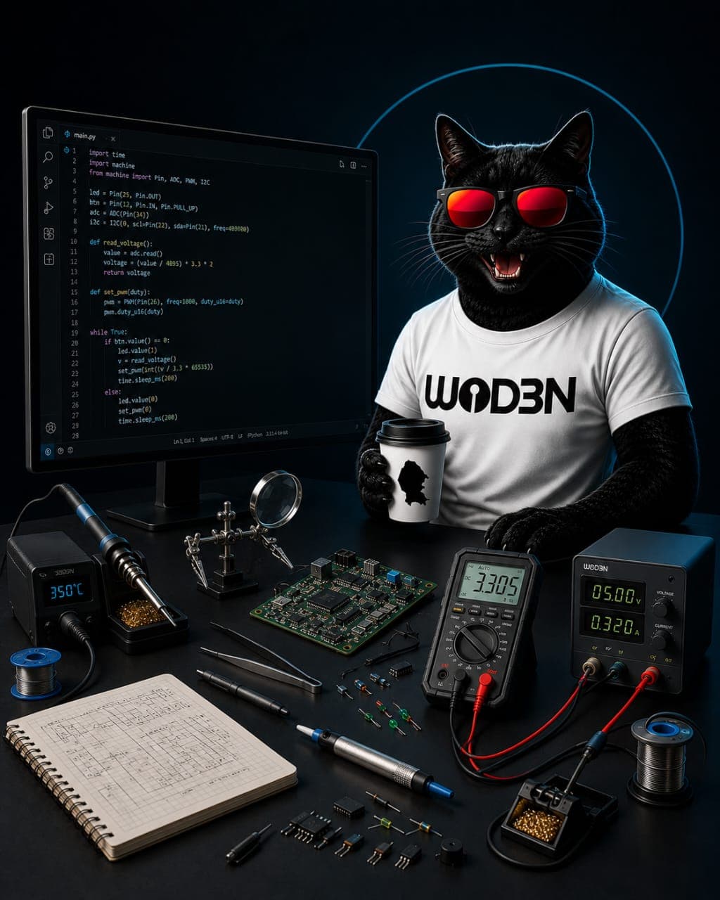 Woden cat